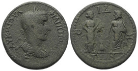 Pamphylien. Side. Philippus I. Arabs (244 - 249 n. Chr.).

 Bronze.
Vs: Büste mit Lorbeerkranz, Paludament und Panzer rechts, darunter E.
Rs: Hygi...