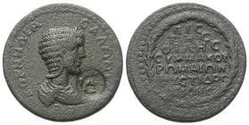 Pamphylien. Side. Salonina (gest. 268 n. Chr).

 Bronze.
Vs: Drapierte Büste mit Diadem rechts; im Feld rechts IA; runder Gegenstempel.
Rs: Sieben...