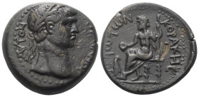 Kilikien. Korakesion. Traianus (98 - 117 n. Chr.).

 Bronze.
Vs: Kopf des Traian mit Lorbeerkranz rechts.
Rs: Zeus mit Szepter und Phiale nach lin...