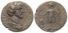 Kilikien. Laerte. Marcus Aurelius (161 - 180 n. Chr.).

 Bronze.
Vs: Büste mit Lorbeerkranz, Paludament und Panzer rechts.
Rs: Apollon Sidetis mit...