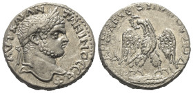Zypern. Koinon von Zypern. Caracalla (197 - 217 n. Chr.).

 Tetradrachme (Billon).
Vs: Kopf des Caracalla mit Lorbeerkranz rechts.
Rs: Adler mit K...