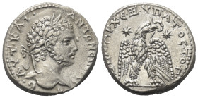 Seleukis und Pierien. Antiochia am Orontes. Caracalla (197 - 217 n. Chr.).

 Tetradrachme (Billon). Ca. 208 - 211 n. Chr.
Vs: Kopf mit Lorbeerkranz...