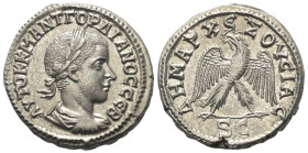 Seleukis und Pierien. Antiochia am Orontes. Gordianus III. (238 - 244 n. Chr.).

 Tetradrachme (Billon). 238 - 240 n. Chr.
Vs: Büste in Rückansicht...