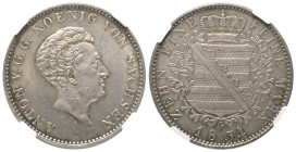 Sachsen - Albertiner (ab 1485). Königreich (ab 1806). Anton (1827 - 1836).

 Taler (Silber). 1834 G.
CNG MS 63 (5883306-010).

Vs: Kopf rechts.
...