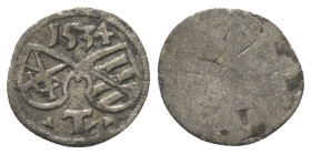 Sachsen - Ernestiner (ab 1485). Kurfürstentum (1485 - 1547). Johann Friedrich und Georg (1534 - 1539).

 Einseitiger Pfennig (Silber). 1534. Buchhol...