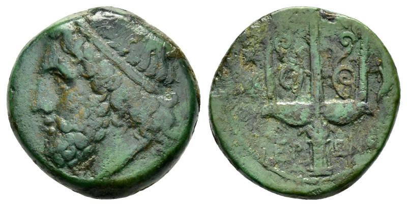 SICILY. Syracuse. Time of Hieron II(circa 275-265 BC).Ae.

Obv : Head of Poseido...