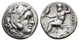 KINGS of MACEDON. Alexander III The Great.(336-323 BC).Lampsakos.Drachm. 

Obv : Head of Herakles right, wearing lion skin.

Rev : ΑΛΕΞΑΝΔΡΟΥ.
Zeus se...