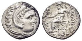 KINGS of MACEDON.Alexander III.(336-323 BC).Kolophon.Drachm.

Obv : Head of Herakles right, wearing lion skin.

Rev : AΛEΞANΔPOY.
Zeus seated left on ...