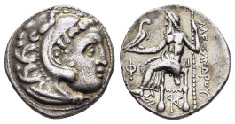 KINGS of MACEDON.Alexander III The Great.(336-323 BC).Kolophon.Drachm.

Obv : Head of Herakles right, wearing lion skin.

Rev : AΛEΞANΔPOY.
Zeus seate...