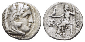 KINGS of MACEDON. Alexander III The Great.(336-323 BC).Miletos.Drachm.

Obv : Head of Herakles right, wearing lion skin.

Rev : AΛEΞANΔPOY.
Zeus seate...