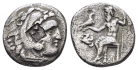 KINGS of MACEDON. Alexander III The Great.(336-323 BC).Lampsakos.Drachm.

Obv : Head of Herakles right, wearing lion skin.

Rev : AΛΕΞΑΝΔΡΟΥ.
Zeus sea...