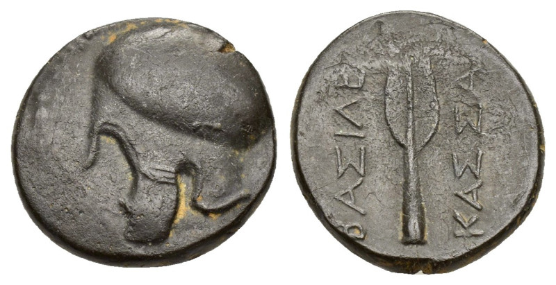 KINGS of MACEDON. Kassander (316-297 BC).Uncertain Macedonian.Ae.

Obv : Helmet ...