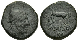 PONTOS. Amisos. Ae (Circa 85-65 BC). Time of Mithradates VI Eupator.

Obv : Head of Perseus right, wearing phrygian cap with griffin-crest.

Rev : AMI...