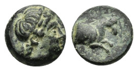 MYSIA. Atarneos.(Circa 350-300 BC).Ae.

Obv : Laureate head of Apollo right.

Rev : ATAP.
Forepart of horse right.
BMC 5.

Condition : Good very fine....
