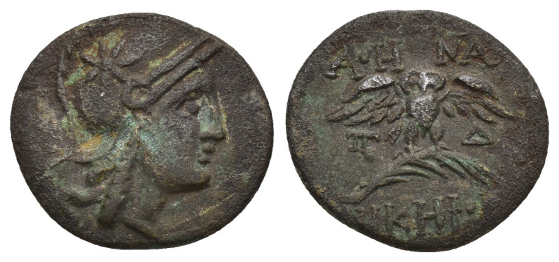 MYSIA.Pergamon.(Circa 200-133 BC).Ae.

Obv : Head of Athena right, wearing helme...