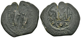 HERACLIUS with HERACLIUS CONSTANTINE.(610-641).Constantinople.Follis.

Obv : Heraclius and Heraclius Constantine standing facing, each crowned and hol...