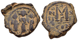 HERACLIUS. HERACLIUS CONSTANTINE and MARTINA.(610-641).Constantinople.Follis.

Obv : Heraclius, in center, flanked by Martina, on left, and Heraclius ...