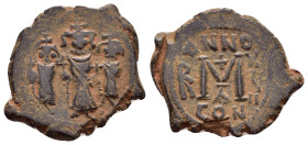 HERACLIUS.HERACLIUS CONSTANTINE and MARTINA.(610-641).Constantinople.Follis.

Obv : Heraclius, in center, flanked by Martina, on left, and Heraclius C...