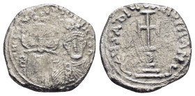 CONSTANS II with CONSTANTINE IV (641-668).Constantinople.Hexagram. 

Obv : δ И CONSTANTINUS C COSTAN.
Crowned and draped facing busts of Constans and ...