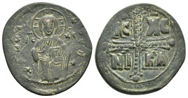 MICHAEL IV .(1034-1041).Anonymous Class C.Constantinople.Follis.

Obv : EMMA NOVHL IC-XC.
Christ, with nimbate cross behind head, three-quarter length...