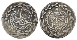 OTTOMAN.ALGERIA.Mahmud II.(1808-1839).Jazair.1245 AH.AR 1/3 Budju.

Obv : Tugra in wreath.

Rev : Arabic legend and date in wreath.
KM 78.

Weight : 1...