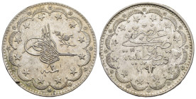 ISLAMIC.Ottoman Empire.Abdülhamid II.(1876-1909).20 Qurush.

Condition : Good very fine.

Weight : 23.97 gr
Diameter : 36 mm