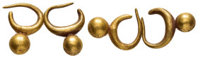 ANCIENT GREEK GOLD or GOLDED EARINGS (4TH-1ST CENTURY BC.)Au.

Condition : Good very fine.

Weight : 3.53 gr
Diameter : mm