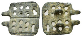 BYZANTINE BRONZE MILITARY BUCKLE.(7st-9th century).Ae.

Condition : Good very fine.

Weight : 7.5 gr
Diameter : 33 mm