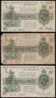 Ten Shillings Treasury (3) Bradbury A/14 936996, Warren Fisher D/35 284830 and R/76 331716 VG-Fine