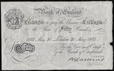 Fifty Pounds white Catterns German Bernhard forgery WW2 dated 20 May 1932 47/N 63928 VF or better