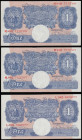 One Pound Peppiatt blue wartime issues (3) B249 two being consecutives M94D 773707 and 08 the third L55D 903077 all EF or better