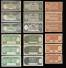Australia 1 Pounds (7) George V portrait (1933-38) Pick 22, George VI portrait Pick 26 b and c, QE II Coombs and Wilson (3) all about Fine. 10 Shillin...