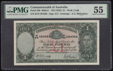 Australia Commonwealth of Australia One Pounds George VI (1942) Armitage and McFarlane Pick 26b R30a-b AU and grade 55 PMG Annotations these being on ...