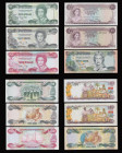 Bahamas in high grades $1/2 L1965 Pick 17a, $1/2 L1968 Pick 26, $1/2 Pick 42, Dollar Pick 43b Smith, $3 Allan Pick 44a, $1 1996 Pick 57, $1/2 2001 Pic...