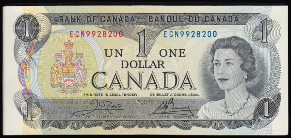 Canada 1 Dollar 1973 Pick 85 (100 consecutives ) Unc