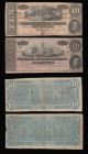 Confederate States of America (4) 50c Richmond Apr 6 1863 VF, 5 and 10 and 20 Dollars Richmond Feb 17 1864 these Fine or near so