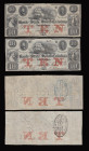 Confederate States, State of South Carolina 10 Dollars Charleston (4) Sept 5 1860, Sept 12 1860 Jan 4 1861, Oct 18 1861 VF for wear and all with thin ...