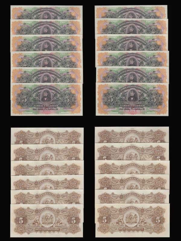 Costa Rica Banco Anglo Costarriccense 5 Colones 19xx Pick S122r (25) Unc