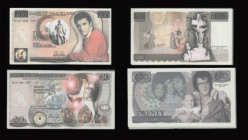 Fantasy Banknotes based on Bank of England designs &pound;1, &pound;5, &pound;10, &pound;20 each denomination with a different image of Elvis Presley ...