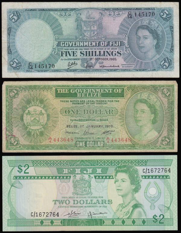 Fiji 5 Shillings 1.10.1965 Ritchie, Griffiths, Cruikshank Pick 51d Fine, 2 Dolla...