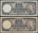 Fiji Five Shillings dated 1st June 1951 George VI portrait Pick 32 (2) one about Fine the other better F-VF