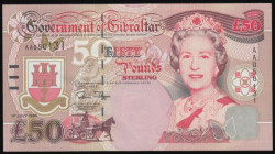 Gibraltar 50 Pounds 1st July 1995, Pick 28, Churchill on reverse, UNC