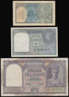 India 10 Rupees 1943 George VI facing portrait Pick 24 VF with some faint staining, 1 Rupee 1935 Pick 14 signed Kelly Fine, 1 Rupee 1944 Pick 25 T/4 4...