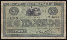 Ireland Provincial Bank of Ireland Ltd 1 Pound dated 1st January 1924 serial B170206 signed Robertson, VG