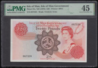 Isle of Man 20 Pounds (1979) Pick 37 Choice EF and graded 45 by PMG and seldom offered type and rare in this high grade