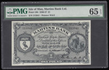 Isle of Man Martins Bank Ltd &pound;1 dated 1st February 1957 serial No.215941, Pick19b, Gem Uncirculated and Exceptional Paper Quality and graded 65 ...