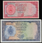 Libya 1963 issues (2) 1/4 Pound Pick 23 and 1 Pound Pick 25 both VF