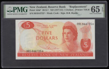 New Zealand 5 Dollars Hardie ND(1977-81) Replacement, series 991 844735* Pick 165d* PMG Choice Uncirculated EPQ65