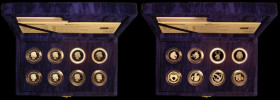 One Pound 2003-2004 Gold Proof Pattern Collection an 8-coin set in Gold, comprising the Bridge Pattern set from 2003 (4 coins) and the Heraldic Beasts...