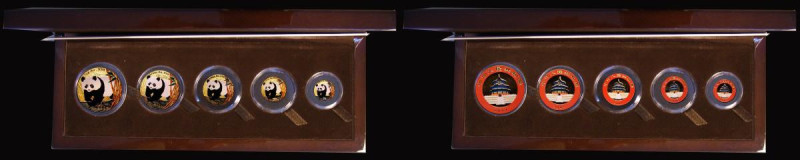 China Gold Panda Premium Set 2001 a 5-coin set comprising 500 Yuan 2001 Gold One...